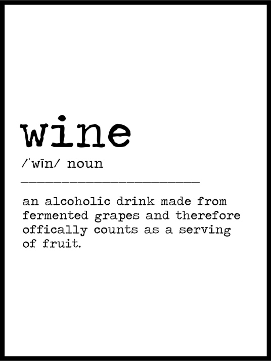 Wine - Typografisk plakat til kjøkken - Plakatbar.no