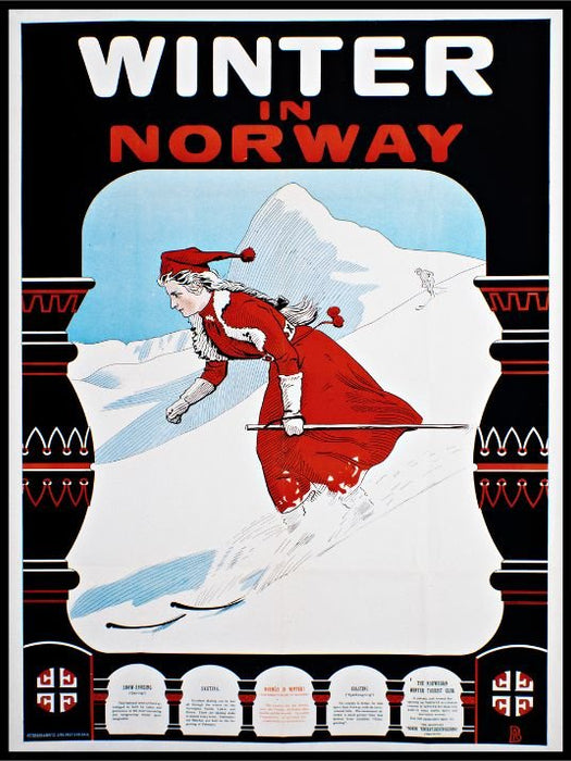 Winter Norway - Vintage skiplakat — Plakatbar.no