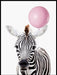 Zebra med ballong - søt plakat - Plakatbar.no