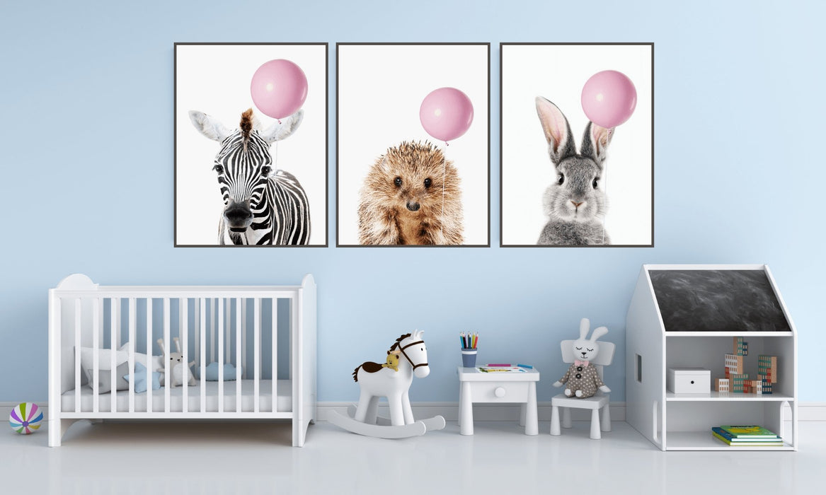 Zebra med ballong - søt plakat - Plakatbar.no